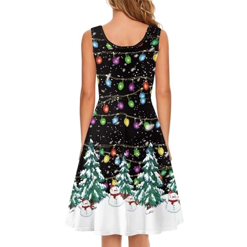 Image of Women Stylish Tank Dresses Sleeveless Round Neck Midi Casual Dress with Pocket for Summer