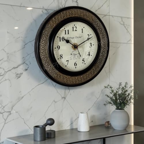 Image of Vintage Clock Brass Handcrafted Wall Clock /One Year Warranty / 1623-12-R