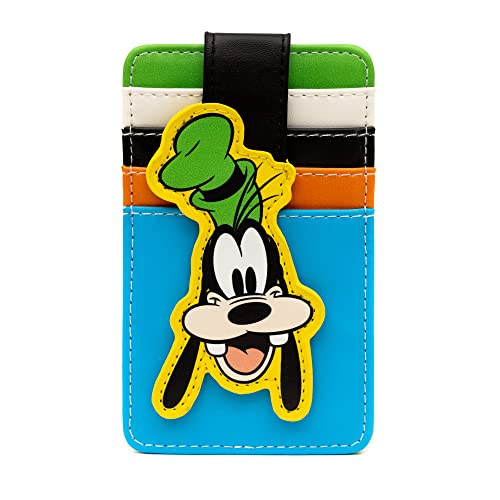 Buckle-Down Disney Wallet, Character Wallet ID Card Holder, Goofy Smiling Face, Multi Color, Vegan Leather