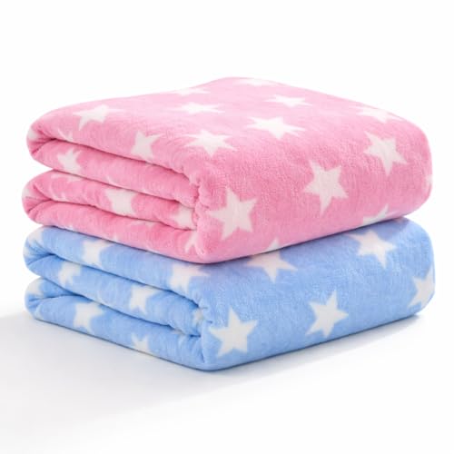 Image of BRANDONN New Born All Season Ultrasoft Wrapper Sheet Baby Blanket for Babies (Pink & Blue) Pack of 2, Length 100 cm x Width 75 cm, 0-12 Month