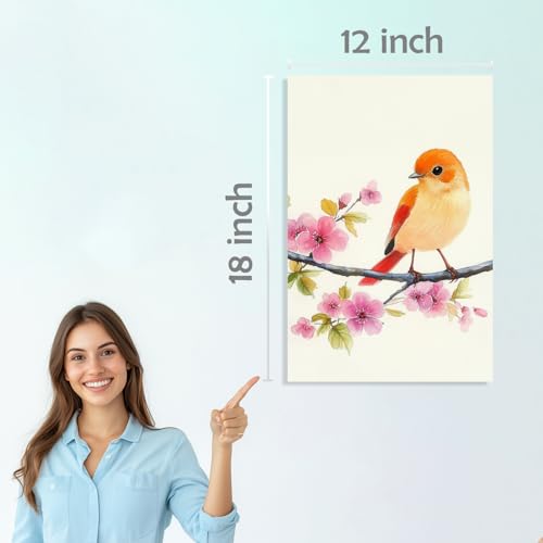 Image of SiddArtify Watercolor Bird Wall Art Prints Set - Floral Bird Poster Decor for Living Room Bedroom Office - 12x18 inch Board Pack of 6