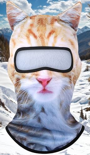 Image of 3D Cat Ski Balaclava Sheisty Face Mask with Ears Cute Animal Ski Mask for Music Festivals Raves Party Outdoor Activities