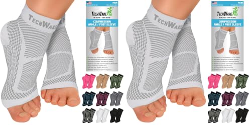 Image of TechWare Pro Ankle Brace Compression Sleeve - Plantar Fasciitis Sock. Relieves Achilles Tendonitis. Foot Arch Support Reduces Joint Pain, Swelling & Heel Spur Pain. Injury Recovery Braces for Sports