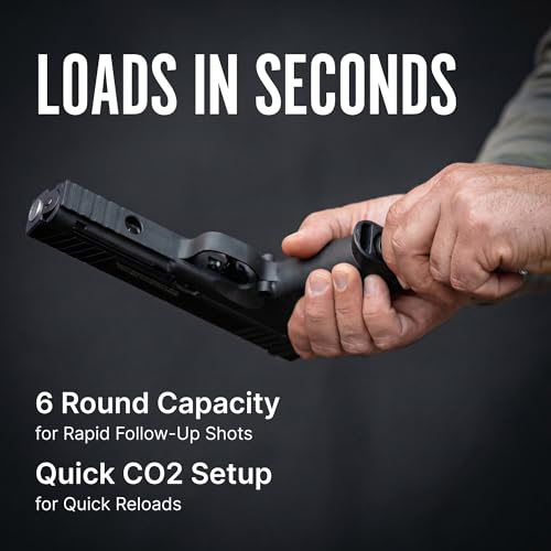 Image of Streetwise Heat Self Defense Pepper Launcher - .50 Cal CO2 Powered Semi-Automatic 6-Round Launcher, Picatinny Rail, 450 FPS, 60 Ft Range, Includes Pepper Irritant Rubber Metal Rounds
