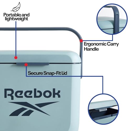 Reebok 8L Hard Cooler,Officially Licensed Portable Cooler Ice Chest with Handle, Holds 12 Cans, 12-Hour Ice Retention,Light Blue by Reebok - Image 3