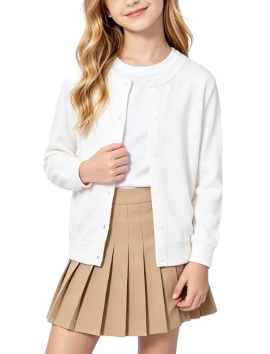 Image of PATPAT Girls Cardigan Sweater Knit Long Sleeve School Plain Tops 4-12Y