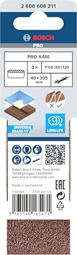 Set de 3 bandes abrasives Grains 6080120 Type X440 pour ponceuse à bande 40 x 305mm - vue 3