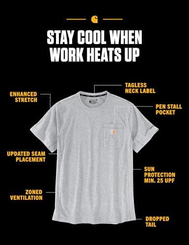 Carhartt Men's Force Relaxed Fit Midweight Short-Sleeve Pocket T-Shirt, Black, Large