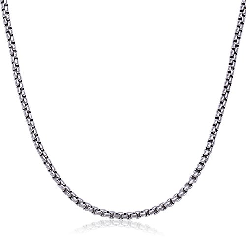 Double Rainbow Jewelry 16-36" Inch Mens Stainless Steel Silver 3.5mm Rolo Box Necklace Chain Link