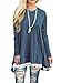Andaa Women's Crew Neck Long Sleeve Lace Splicing Swing Shirt Dresses Long Tunic Blouses Shirts for Leggings Blue
