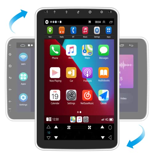 Android 11 Car Stereo Single Din, 10.1 Inch Rotation Screen Car Radio 1 Din, Built-in HiFi | Wireless Apple CarPlay | Android Auto | GPS Navigation | HD 1080P