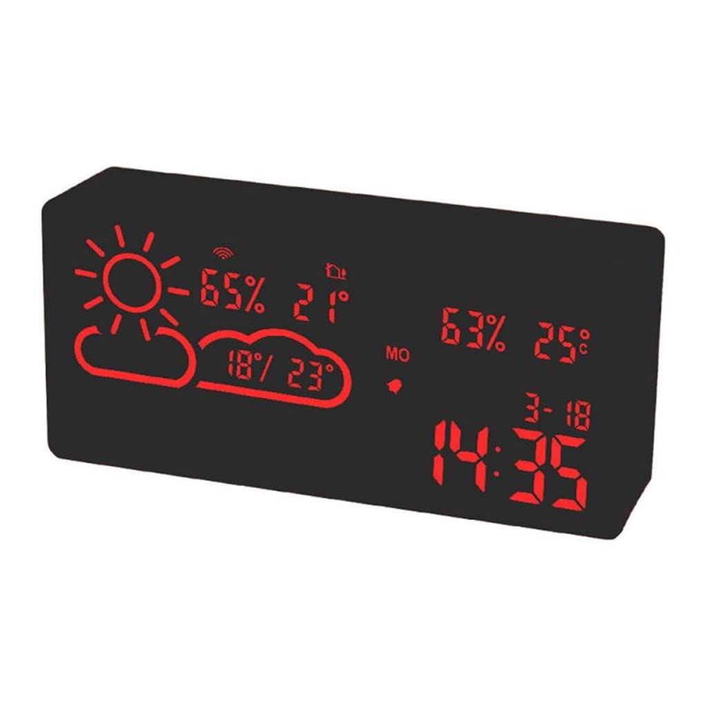 HRWLY Led Alarm Clock Temperature Humidity Electronic Desktop Digital Table Clocks LED Smart(D)