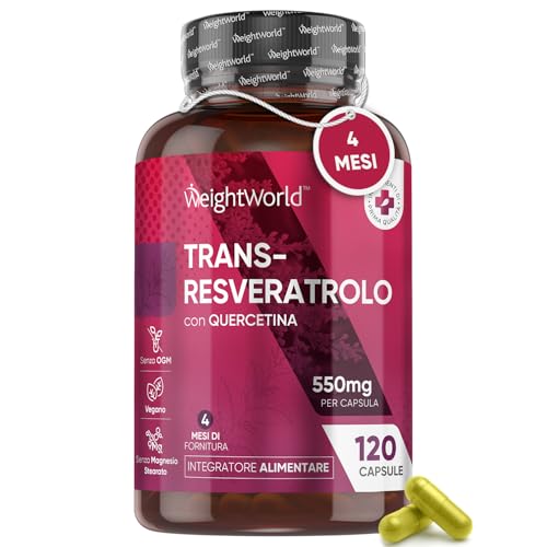 Resveratrolo 550mg con Quercetina, 120 Capsule