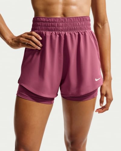 Nike Damen One Dri-Fit High-Rise 3In 2N1 Shorts, Pink Smoke/White, M