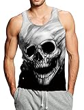Goodstoworld Tank Top Herren Sommer 3D Grafik Skull Tank Top Muskelshirt Ärmellos T-Shirts Strand Cool Shirts M