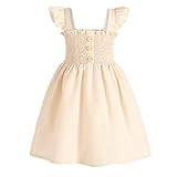 JEELLIGULAR Toddler Dress Ruffle Sleeveless Button Down Denim Dress for Toddler Girl Dress Summer Be