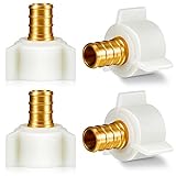 Fabbay 4 Pack Pex Fittings 1/2 Inch Female Threaded Adapter 1/2 Npt Female Threaded Swivel Elbow Brass Crimp...