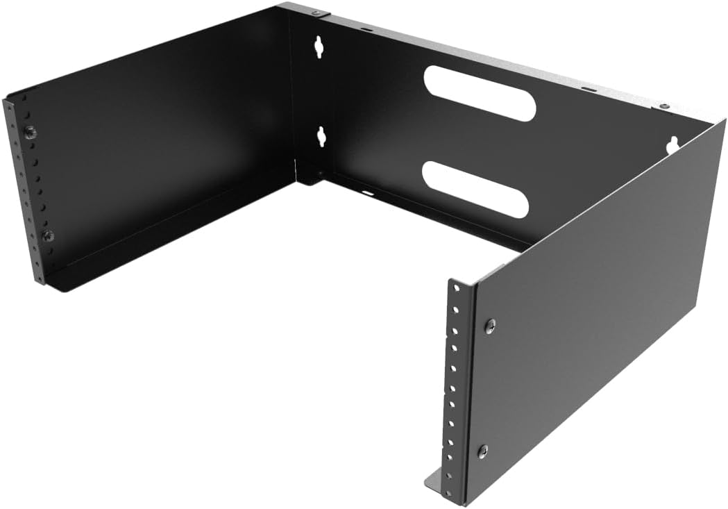 JINGCHENGMEI 4U Wall Mount Patch Panel Bracket- 14 inches Deep Network Rack for Network Switches, Patch Panel, Shallow Networking and IT Equipment, (4U)