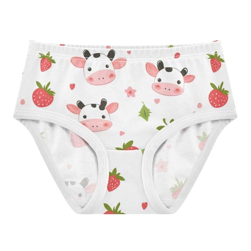 Wusikd Cute Cow Girls' Underwear Cotton Strawberry Girls Briefs Soft Toddler Underwear 2T