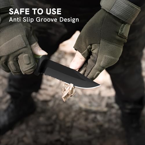 Dispatch Faca tática de lâmina fixa, ferramenta de sobrevivência para caça, alça elegante antiderrap