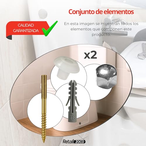 Miniatura 5 de Tacos De Acero Inoxidable Para Inodoro Y Bidé De Suelo Con Orificio Vertical, Kit De Fijación Vertical Para Wc, Tornillo Para Bidé Vertical, Acero Inoxidable, Pack De 2 Tornillos