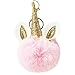 Porte Clé Clef Fluffy Boule Artificielle Fourrure Pompon Peluche Femme Fille Licorne Pendentif Original Accessoire de Sac Voiture (Rose, Taille Unique)