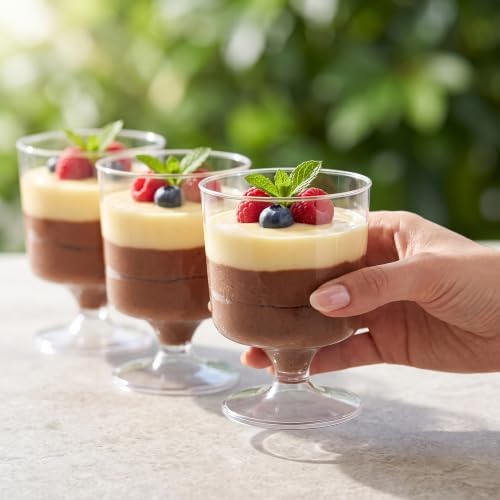 Bosizhang 120 Pack 5 Oz Plastic Dessert Cups with spoons, 40 pcs Square Parfait Appetizer Cups and 20 pcs Round Yogurt Shooters Cups for Party Ice Cream Cake Fruit Pudding Cups - 5