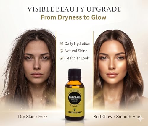 Image of Earth N Pure Jojoba Oil | 100% Pure & Natural | Cold-Pressed Carrier Oil | Face, Hair, Beard & DIY Skincare | Vegan & Cruelty-Free | 200ml