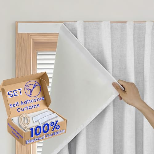 Sovtfides Peel & Stick Total Blackout Shade - Bay Window Sunroom Light Control Solution, (W25 x L40