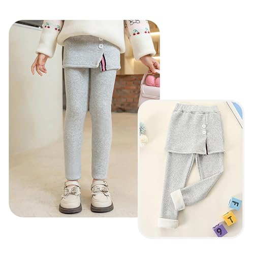 Kids Toddler Girls Winter Fleece Lined Leggings with Skirts Girl Elastic Waist Slimming Long Pants for Baby Girls2
