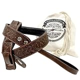 Walker And Williams M-20-BRN Bourbon Brown Leather Premium Padded Mandolin Strap With Celtic Chain Design, For Mandola, Bouzouki or Ukulele. For F And A Type Mandolins