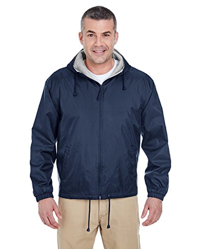 Ultraclub Mens Fleece-Lined Hooded Jacket 8915 -Navy 2XL