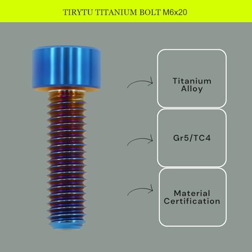 Image of M6x20 Titanium Bolts Hex Socket Cap Screw, Burnt Blue, 4PC | Lightweight Design, Ideal for Humid /Salty Environments, Socket Head Hex Key No Washer, MTB /Motorcycle Bolts