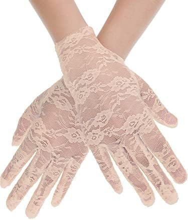 Miniatura 2 de SATINIOR Guantes de encaje para mujer, para boda, fiesta de té, guantes cortos de encaje de cortesía para cenas, fiestas de cosplay, noche
