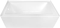 Kingston Brass VTDE603122L 60-Inch White Acrylic Alcove Bathtub with Left Drain - Durable 58-Gallon Soaker