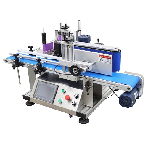TECHTONGDA Automatic Round Bottle Labeling Machine with Conveyor Bottle Diameter 1.57-3.9inch for Paper Label Gold Label Silver Label Transparent Label