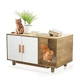 DMIDYLL Extra Large Cat Litter Box Enclosure Houses with Cat Food Bowls and Scratch Pad for Indoor C
