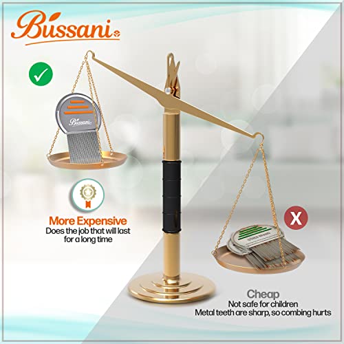 Bussani Lice Comb Removal | Effective For Nit Eggs Or Dandruff | Won't Rust | No Pulling Hair | Best For Long Short Thick Thin Fine Dry Afro Wet Hair | Premium 304 Stainless Steel | W/Cleaning Brush #TOP1