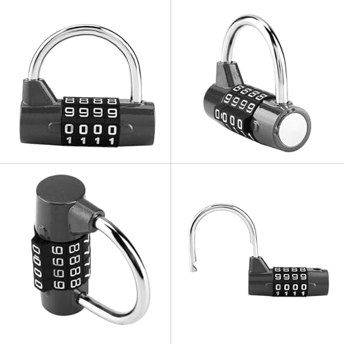 Image of Prevent Fading Combination Password Lock 4 Dial Digit Code Padlock Security Outdoor Padlock for School Gym Locker, Sports Locker, Fence, Toolbox, Gate, Case, Hasp Storage (Black)