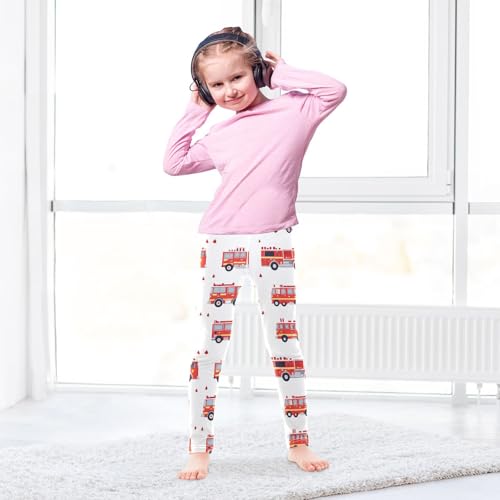Fire Engine Trucks Red Girls Leggings Kids Yoga Pants Dance Active Tights 4T4