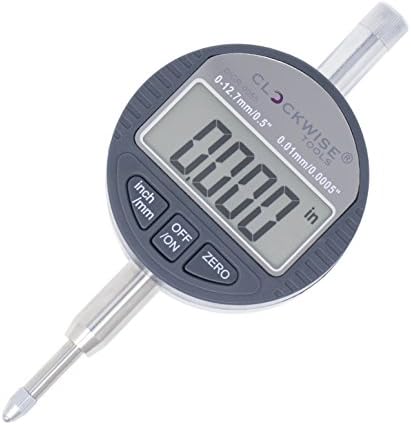 Clockwise Tools DIGR-0055 Electronic Digital Dial Indicator Gage Gauge Inch/Metric Conversion 0-0.5 Inch/12.7 mm with Back Lug Auto Off Featured Measuring Tool