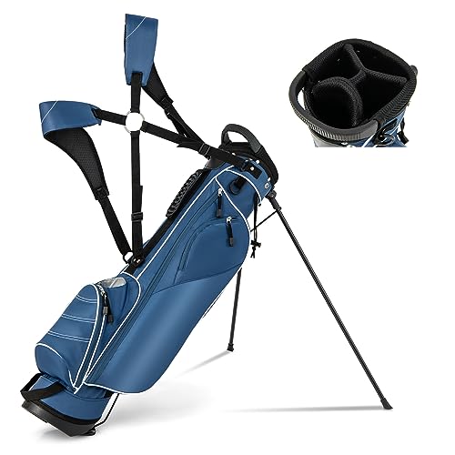 FANTASK Golfbag, leichte Golftasche mit Kopfteil & Tragegurt, tragbare Golf Stand Bag mit Standfüßen, Regenhaube & 4-facher Unterteilung, Pencil Bag für Damen & Herren, blau FANTASK Golfbag, leichte Golftasche mit Kopfteil & Tragegurt, tragbare Golf Stand Bag mit Standfüßen, Regenhaube & 4-facher Unterteilung, Pencil Bag für Damen & Herren, blau