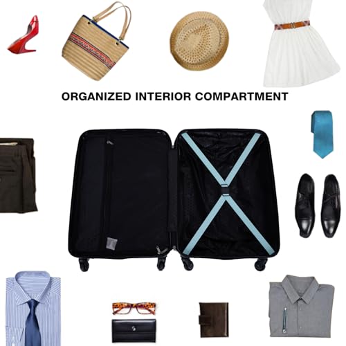 3 Piece Luggage Sets, Lightweight Suitcase with Two Hooks, Hardside Expandable Suitcase with Spinner Wheels & TSA Lock, Green3