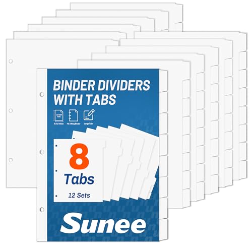 SUNEE Binder Dividers with Tabs for 3 Ring Binder, 8.5 x 11...