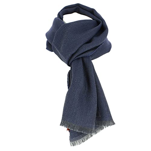 Écharpe chevrons bleu marine Tony & Paul en laine de qualité supérieure fabriquée en Italie