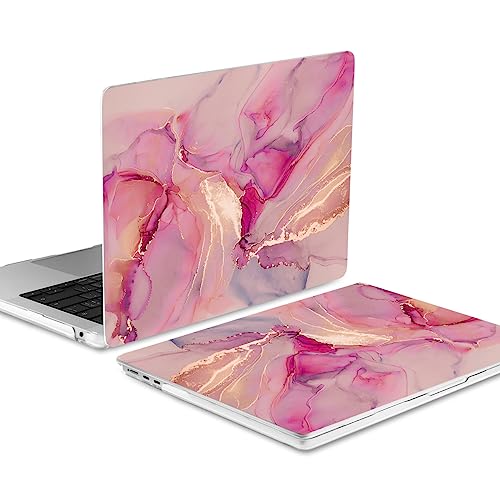 Image of MEEgoodo Case for M5 /M4 /M3 /M2 MacBook Air 13 inch 2026 2025 2024 2022, Fit Model A3449 /A3240 /A3113 /A2681, Case Compatible with MacBook Air 13.6-inch, Gold Splashes Marble