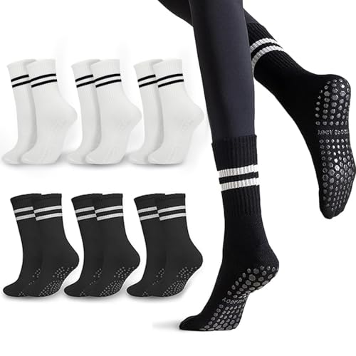 La mejor comparación de Ropa de Yoga y Pilates los 10 mejores. 45 Calcetines Antideslizantes para Mujer - 6 Pares Anticaída con Suela de Agarre | Suaves de Algodón, Cómodos para Yoga, Pilates, Barre, Ballet y Fitness en Interior