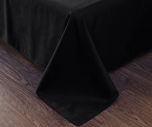 Bht Premium Microfiber Flat Sheet - Hotel Luxury 1800 Bedding Cooling Top Sheet - Softest Sheets - Wrinkle, Fade, Stain Resistant (Black, King) #TOP1