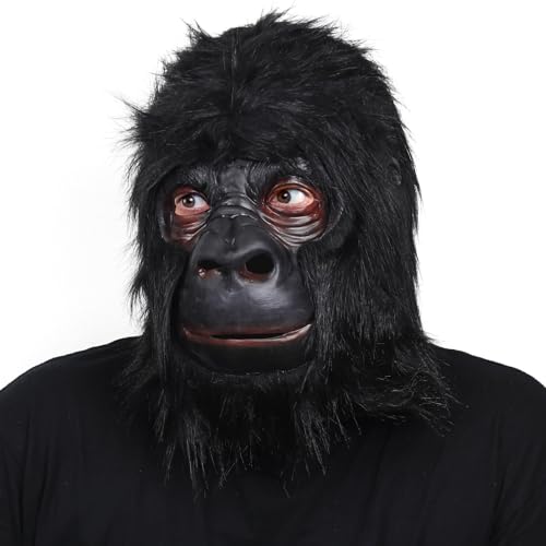Gorilla Mask Adult Black Monkey Head Mask Funny Animal Latex Mask Ape Costume for Halloween Carnival Party Prop