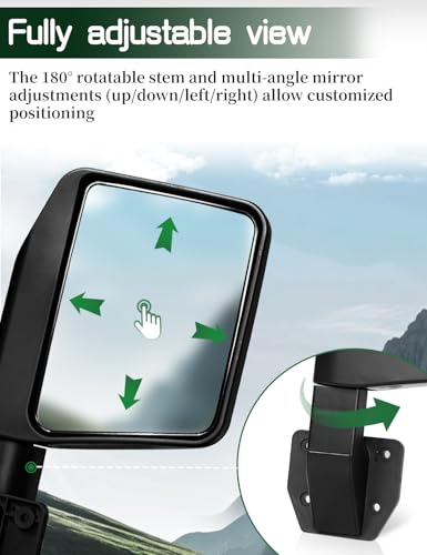 Image of JROAD Side Mirrors for Half Doors Side View Mirrors for Tubular Doors Compatible with Jeep Wrangler TJ JK JL Gladiator JT 1997-2025 -1 Pair